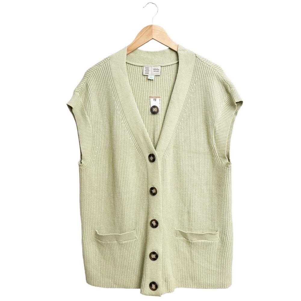 Anthropologie Saturday Sunday Button Front Sweater Vest Green